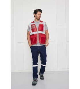 Orange Safety Mühendis Tipi İkaz Yeleği Kırmızı