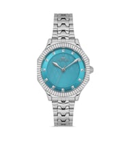 Ferro FL21632AWT-A15 Quartz Çelik Gri Turkuaz Kadran 32 mm Kadın Kol Saati