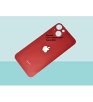 Tkgz - iPhone 13 Arka Pil Batarya Kapağı - Cam kapak Geniş Lens Deliği - KIRMIZI