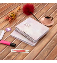 Dival Notebook 16,5x20 cm Pembe Sert Kapak Noktalı Tarihsiz Spiralli Not Okul Defteri (Açık Pembe)