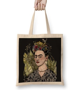 Frida Kahlo 11 Bez Çanta Uzun Saplı