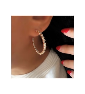 XUPING BAGET TAŞLI SUYOLU HALKA KÜPE ACR2981 (Rose)