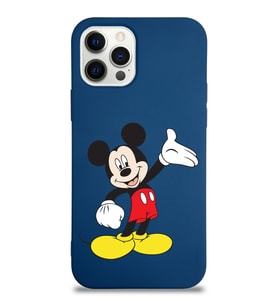 Apple iPhone 12 Pro Max  Lansman Kılıf Mickey Mouse Tasarımlı Altı Kapalı İçi Kadife Kaplı  Kapak (Şeffaf)
