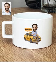 Kişiye Özel Karikatürlü Taksici Lüks Fincan Doğum Günü Hediyesi