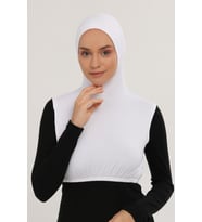 Sıfır Kollu Boyunluklu Boneli Yarım Body (Beyaz)