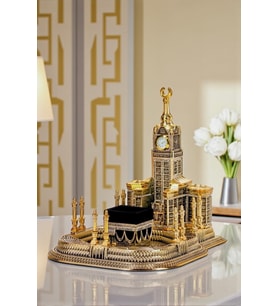 Zirkon Taşlı Gold Mescid-i Haram Dekoratif Biblo 28x26 cm