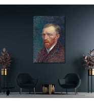 Tekli Dikey Kanvas Tablo Ünlü Eserler Van Gogh Self Portrait Blue