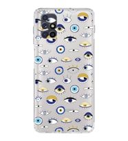 PrintiFy Samsung Galaxy M51 ile Uyumlu Nazar Boncuğu 2 Baskılı Kamera Korumalı Şeffaf Silikon Kılıf
