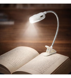 Lexroo Mandallı Kitap Okuma Işığı Yaylı Pilli Ledli Lambası Beyaz Renk