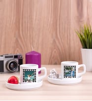 Kişiye Özel Kalp Detaylı Fotoğraflı İkili Concept Kahve Fincan Takımı