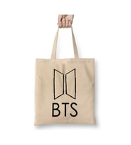 Bts On Logo Beyaz Bez Çanta Uzun Saplı Alışveriş Çantası Plaj Çantası