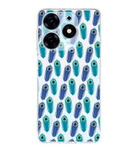 PrintiFy Tecno Spark 10 Pro ile Uyumlu Nazar Boncuğu 4 Baskılı Kamera Korumalı Şeffaf Silikon Kılıf