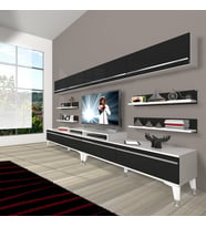 Decoraktiv Ekoflex 360Y Mdf Silver Tv Ünitesi Tv Sehpası - Beyaz Siyah (Siyah - Beyaz)