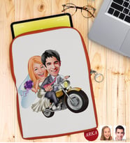 BK Gift Kişiye Özel Evleniyoruz Karikatürlü Taşınabilir Koruyucu Tablet Kılıfı & Organizer Çanta - Turuncu-8