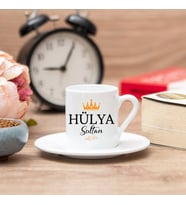Bayana Hediye İsme Özel Sultan Türk Kahvesi Fincanı (Beyaz)