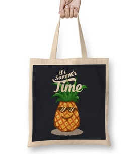 Summer Time Pineapple Pixel Art Bez Çanta Uzun Saplı