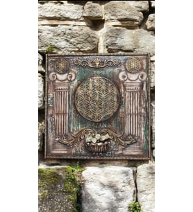 Yaşam Çiçeği Ahşap Tablo (Haki-Yeşil)