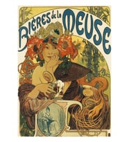 Mucha. Alphonse Mucha, Bières De La Meuse, 1896, Art Nouveau Poster. Tablo Ahşap Poster Dekoratif