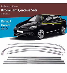 Renault Fluence Cam Çıtası Komple Set Çerçevesi Kromu Nikelajı