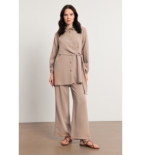 Perla Tunik Pantolon Takım - Bej