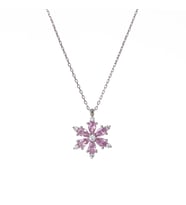 Pembe Zirkon Taşlı Lotus Çiçeği Model 925 Ayar Gümüş Kadın Kolye
