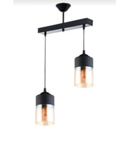 RİOLİGHT SIRALI İKİLİ CAMLI SARKIT AVİZE UZUNLUK: 30 CM (Siyah)