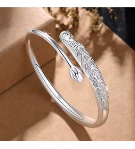 BİLEĞE GÖRE AYARLANABİLEN KADIN GÜMÜŞ BİLEKLİK (Platin - Gümüş)