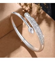 BİLEĞE GÖRE AYARLANABİLEN KADIN GÜMÜŞ BİLEKLİK (Platin - Gümüş)