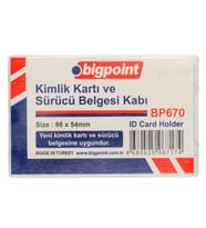 Bigpoint Kimlik, Ehliyet Kabı Sert PP Şeffaf 86x54mm (Yerli Üretim) x 50 Adet