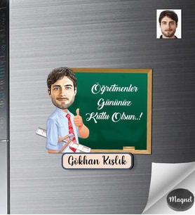 Kişiye Özel Öğretmen Erkek Ahşap Magnet -10