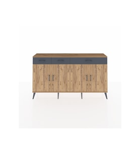 Arges Konsol 4 Raflı 3 Çekmeceli 4 Kapaklı 176x30x99 Çam-Çam/Antrasit