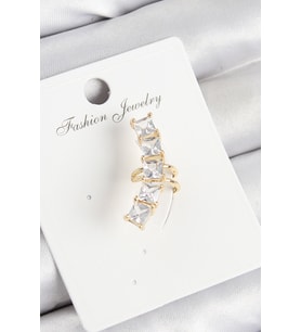 Pirinç Zirkon Taşlı Model Gold Renk Sağ Kıkırdak Küpe