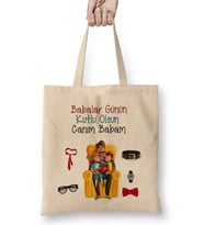 Babalar Günü Babaya Hediye 049 Bez Çanta Uzun Saplı