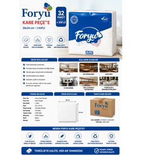 Foryu Kare Peçete 24x24 cm 32 paket x 100'lü