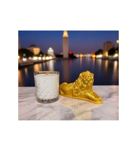 Büyük Boy Gold Eliysia Soya Wax Cam Bardak Mum Aslan Dekoratif Obje Takımı Hediyelik
