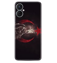 Tecno Spark 9T Kılıf Resimli Desenli Baskılı Silikon Kurt ve Ay Yıldız 1403