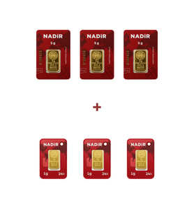 Nadir Gold 24 Ayar 18 Gram Külçe Altın (3 Adet 5 Gram Külçe Altın + 3 Adet 1 Gram Külçe Altın )