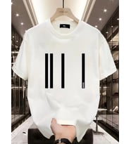 Baskılı Oversize Bisiklet Yaka T-shirt - Beyaz