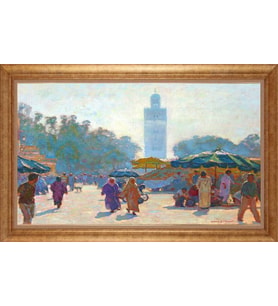 Çerçeveli Paspartulu Manzara Tablo ah1955 (Gold)