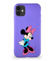 Apple iPhone 11 Soft Premier Kapak Minnie Mouse-F Tasarımlı Silikon Kılıf - Mor (Şeffaf)