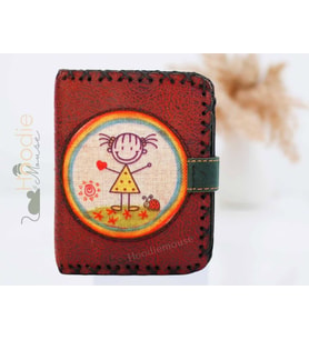 Cin Ayse Figürlü Küçük Cüzdan Etnik Bohem Retro Style - Bordo
