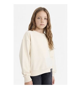 Defacto Relax Fıt Baskılı Ekru Kız Çocuk Sweatshirt E6842A8/ER98