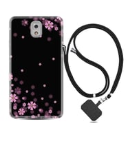 Samsung Note 3 4 5 8 9 20 Ultra 10 Lite Kılıf Boyun Askılı Silikon Black flowers 1391