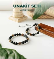 Luxtone Sertifikalı Unakit - Lavtaşı ve Hematit 2'li Bileklik Set Erkek Takı LX2010ST
