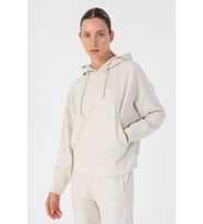 Maraton Oversize Kadın Kapüşonlu Gümüş Gri Sweatshirt