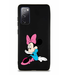 Samsung Galaxy S20 FE Soft Premier Kapak Minnie Mouse-E Tasarımlı Silikon Kılıf - Siyah (Şeffaf)