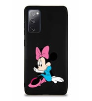 Samsung Galaxy S20 FE Soft Premier Kapak Minnie Mouse-E Tasarımlı Silikon Kılıf - Siyah (Şeffaf)