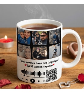 Kişiye Özel Kupa Bardak-6 Resim Film Rulo Qr Kodlu Hediyelik Kupa