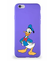 Apple iPhone 6S Soft Premier Kapak Donald Duck-C Tasarımlı Silikon Kılıf - Mor (Şeffaf)