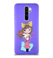 Xiaomi Redmi Note 8 Pro Soft Premier Kapak Vespagirl Tasarımlı Silikon Kılıf - Mor (Şeffaf)